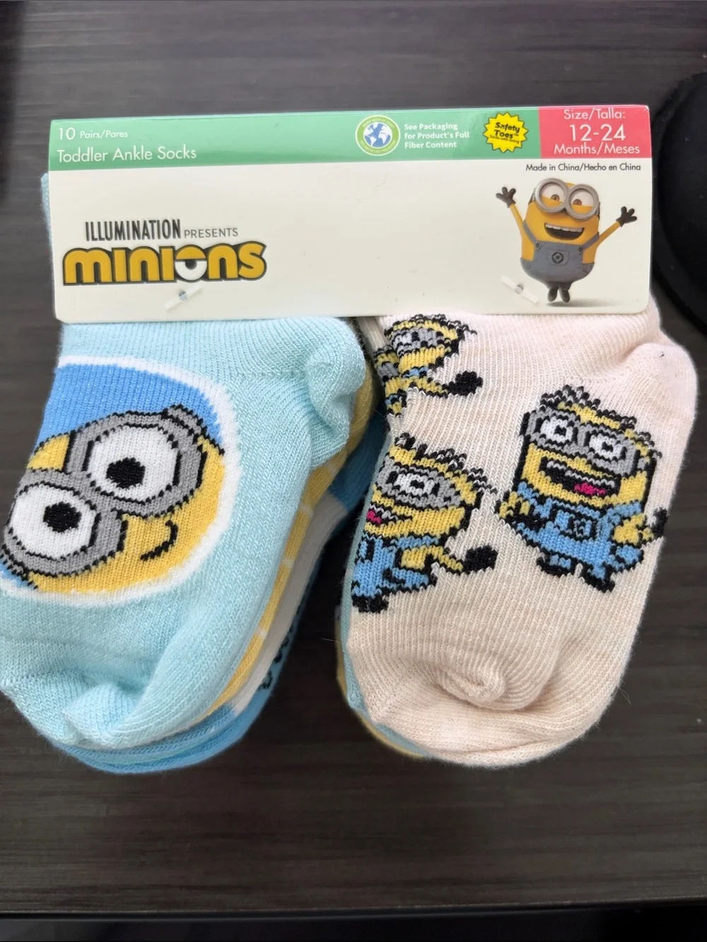 NWT Toddler Minion Socks 10 Pair Pack - Size 12-24 months